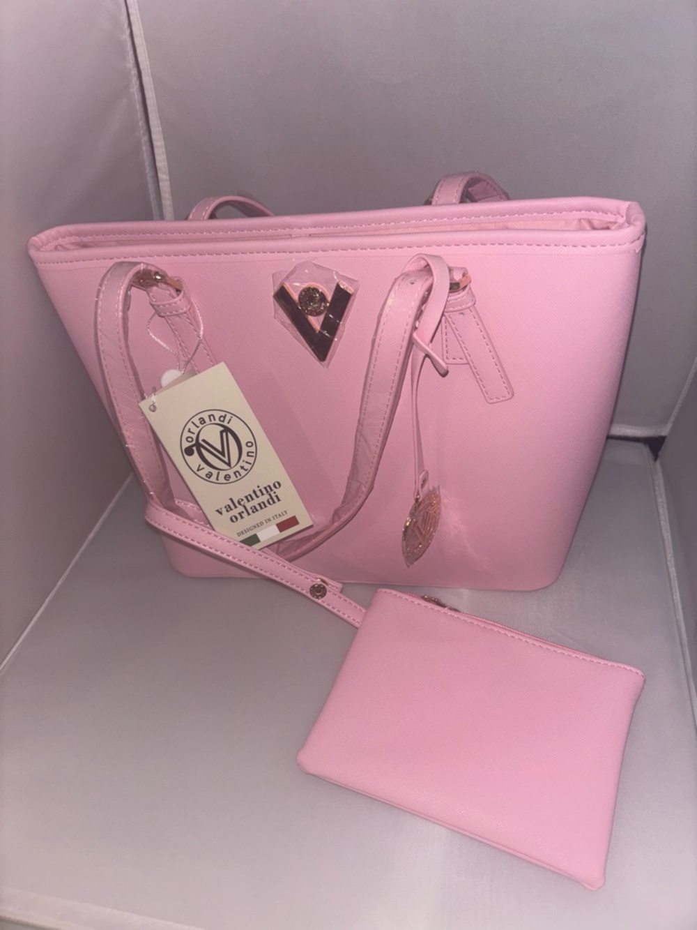 Valentino Orlandi Light Pink Tote with Matching Pouch